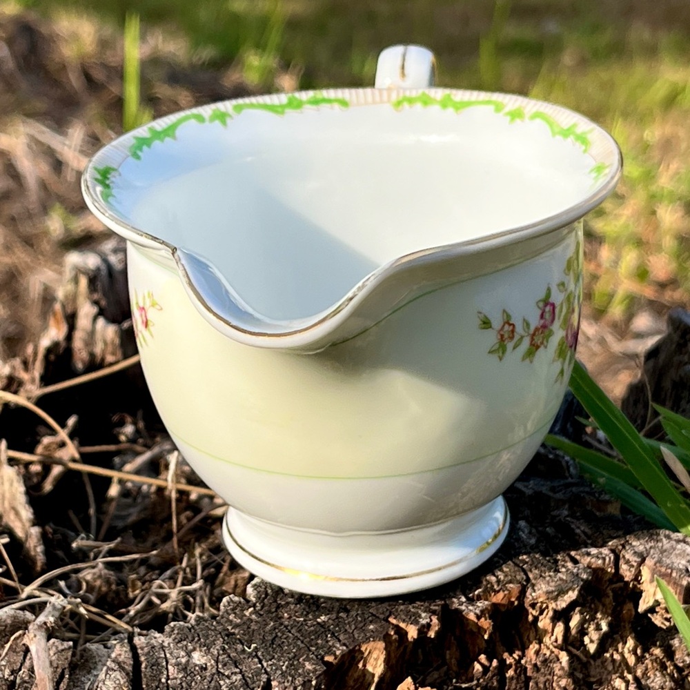 KONGO China STS Japan Floral Creamer Green Swirl Tan Border RARE Collectible - Picture 8 of 16